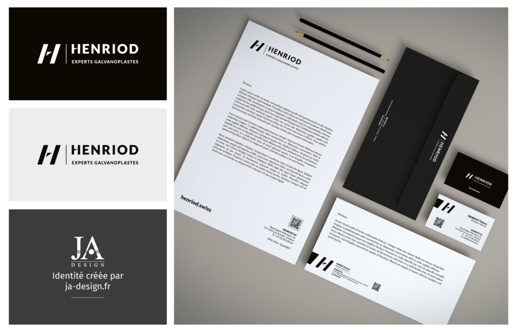 Création d'une charte graphique et élément de papeterie pour HENRIOD, expert en galvanoplastie, par JA Design, Graphiste Bordeaux