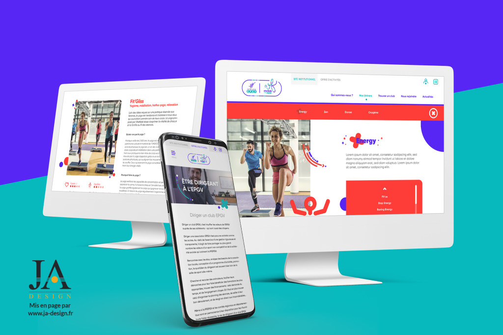 Création d'une maquette de site internet pour la FFEPGV, fédération française de sport et gymnatique - Web Design - Par JA Design - Graphiste freelance à Bordeaux